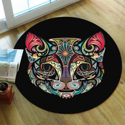 Psychedelic Cat Carpet Square Anti-Skid Area Floor Mat 3D Rug Non-slip Mat Dining Room Living Room Soft Bedroom Carpet 01