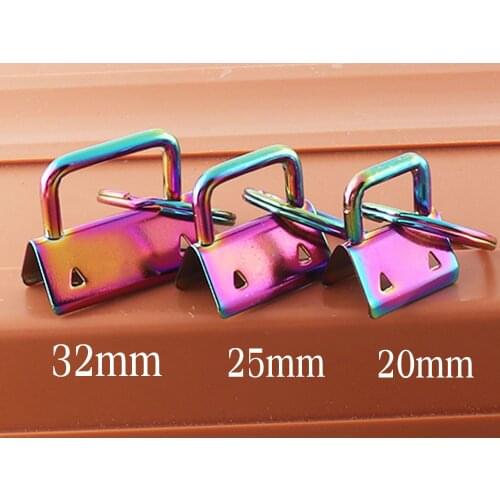 20mm 25mm 32mm Rainbow Key Fob Hardware with Key Rings with Key Rings for Webbing 8 SETS