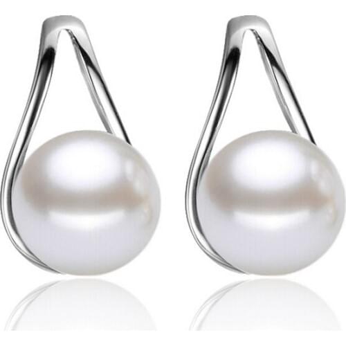 Stud Earring New Hot Sell Fashion Pearl 925 Sterling Silver Ladies`Earrings Jewelry Christmas Gift