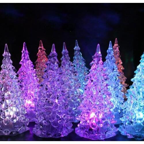 1 Piece Of Christmas Tree Colorful Led Acrylic Night Light Home Holiday Party Children Room Desktop Luminous Christmas Tree