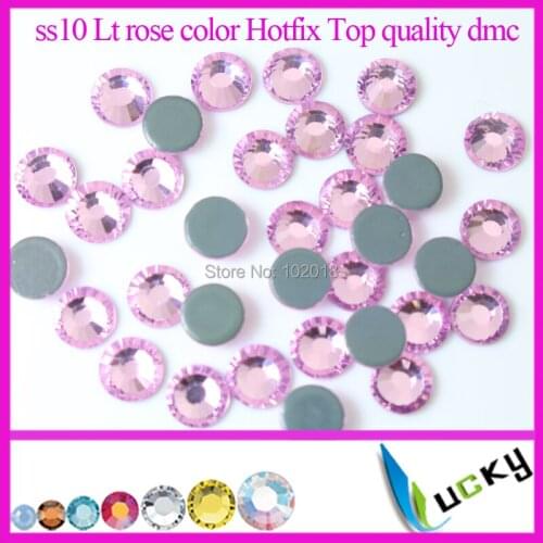 Top quality HOT FIX DMC rhinestones Copy swarov 2038 ss10 3mm Strass crystal 10gross/bag Lt Rose color Freeshipping