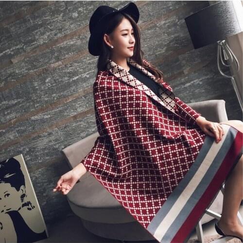 Plaid Scarf Womens Autumn and Winter New European and American British Style Thickened Warm Imitation Cashmere Tassel Shawl