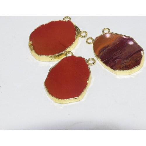 Natural Blood Stone Irregular Slice Necklace Connector Women 2019 Gold Bezel Slab Gems Bloodstone Charm Pendant Femme as gifts
