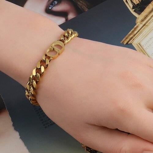 Link chain bracelet for women stainless steel Punk Letter Bracelets Curb Cuban fashion Bracelets 2021Gifts for the new year