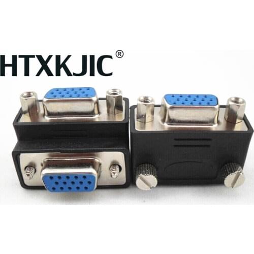1pcs 90 Degree Down Right Angled VGA SVGA Female To VGA 15Pin Female Monitor Adapter for PC Laptop TV
