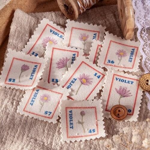 10 Pcs Retro Plant Flower Cotton Linen Stamp Material Decorative Stationery Scrapbooking DIY Diary Album Lable Journal Planner