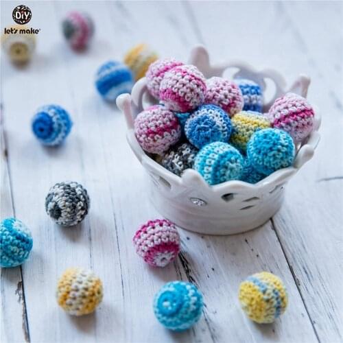 LetS Make 10pc Wooden Beads Colorful Crochet Beads DIY Wooden Craft For Baby Rattle Nursing Necklace Wooden Teether Baby Teethe