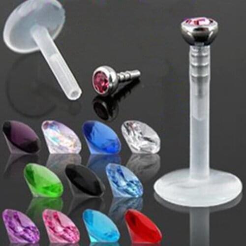 100pcs/lot Medical Acrylic Piercing Lip Labret Rings Fashion Ear Studs Body Piercing Jewelry