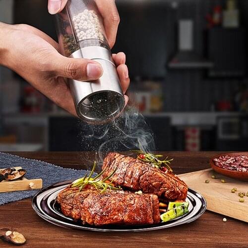 2 in 1 Seasoning Grinding Stainless Steel Manual Pepper Grinder Salt & Pepper Mill Grinder Kitchen Tools Accessories for Cooking