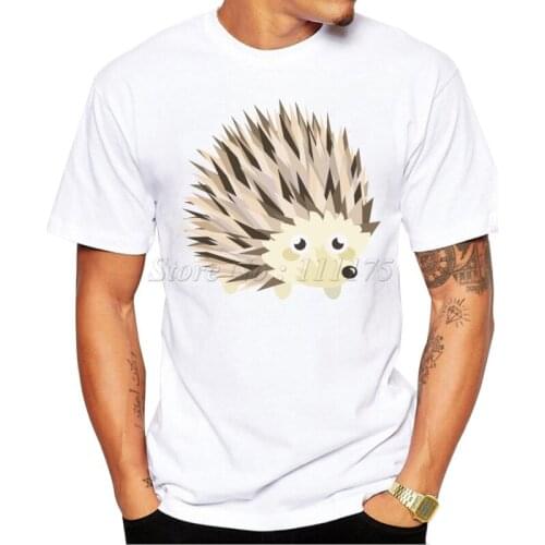 2019 Summer Cute hedgehog Design T Shirt Mens High Quality Custom Printed Tops Hipster Tees