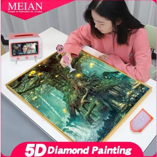 2021 MEIAN Tree Diamond Embroidery Landscape Diamond Painting Magic Full Square Drill Round DIY Decoration Home Mosaic Dream