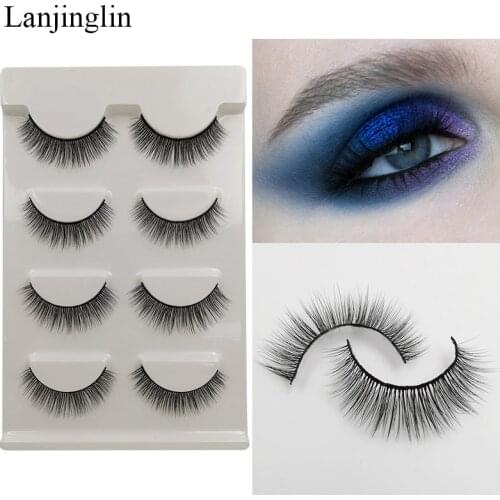 4 Pairs False Eyelashes Hot Sale 3D Mink Lashes Natural Long Wispy Fluffy Handmade Faux Cils Makeup Tool Extension Eye lashes