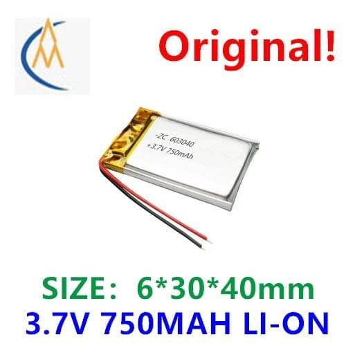 3.7V polymer rechargeable lithium battery 603040-650mah alarm bar lamp Camera Battery LED light bar audio navigator
