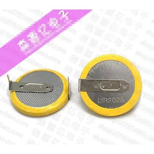 50PCS Original LIR2025 3V button battery 180 degree button with welding feet 30MAH CR2032 CR2025