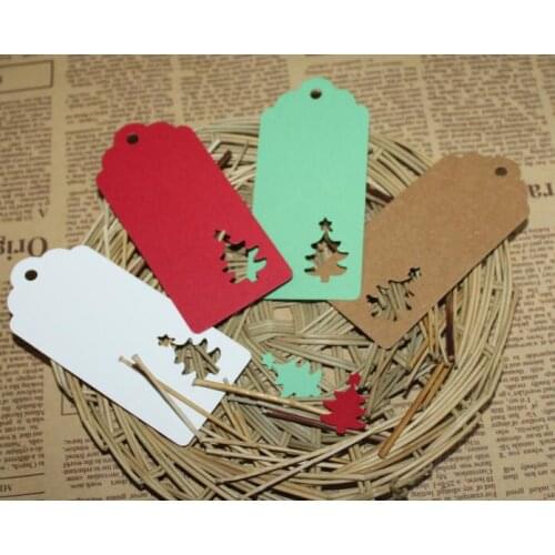9.5*4.5cm Hollow Tree Scalloped Kraft Paper Card / Blank Tag / Christmas Gift Tag Price Label
