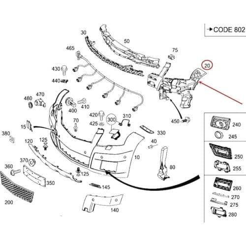 Car Front rod bracket Suitable for GLK260 GLK300mer ced es-be nz2013 Bumper bracket Basic chassis Front bumper lining bracket