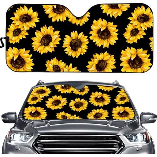 Yellow Sunflower Auto Sun Shade Universal Fit Block Sun Glare/UV /Heat Keep Your Car Cool Blocker Sun Flower Floral Print Cover