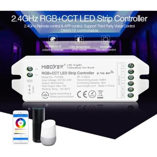 Miboxer FUT039(upgrade)2.4GHz Wireless RGB+CCT LED Strip Controller DC12~24V Dimmable lLEDDriver 6A Voice Control