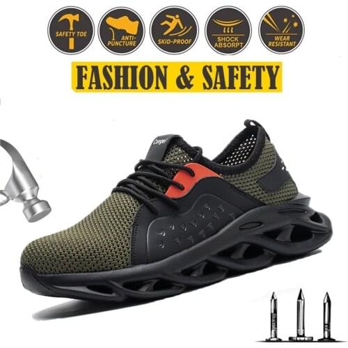 Men Safety Steel-toed Shoes Hiking Anti-smashing Breathable Anti-puncture Non-slip Shock Absorption 2020 Women Safety Work Boots