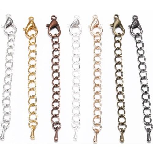 Necklace Extension Chain 5/7mm with Lobster Buckle Water Drop Tail Chain Copper Clad Iron Extension Chain DIY Ornament