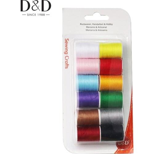 D&D 12pcs Sewing Thread for Sewing Polyester Threads for Machine Multicolor Strong Thread DIY Needlework Sewing Accessories
