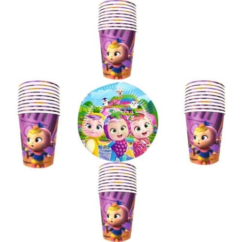 Baby Shower Decorate Cups Plates Kids Favors Pet Crying Baby Theme Dishes Glass Birthday Events Party Tableware 40pcs/lot