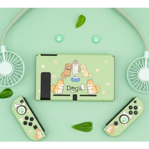 For Nintendo Switch Case NS Console Protective Green Dogs Bones Shell Case for Switch JoyCons Colorful Soft TPU Back Cover