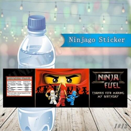 Red Ninja Kai Water Bottle Labels 24PCS/lot Ninja Anime Theme Birthday Party Supplies