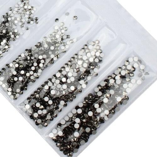 Crystal Rhinestone Applique Nails Decoration Black Diamond Non Hotfix Fabric crystal Nail flat back DIY Crystal nail art lot