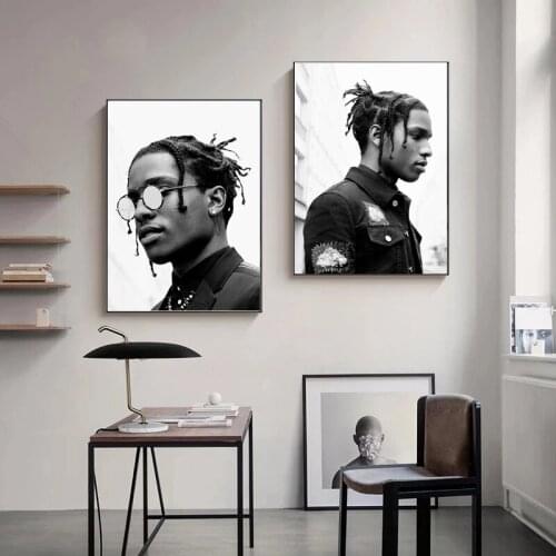 ASAP Rocky Black White Music Star Hip Hop Rapper Canvas Painting Print Poster Wall Art Picture Living Room Fashion Home Decor