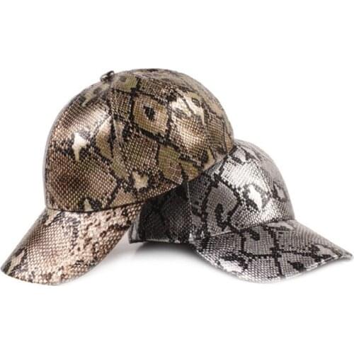 Adjustable Size Snake Print Faux Leather Cap Novelty Baseball Caps For Men Women New Waterproof Couple Hats Brands hip-hop Hat