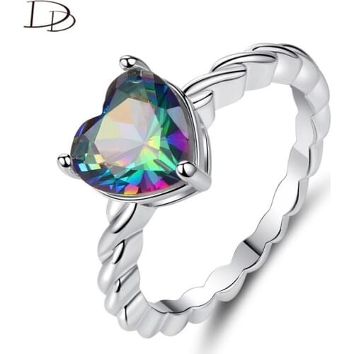 DODO Colorful Heart AAA Zircon Rings For Women Wedding ValentineS Day Fashion Jewelry Unique Twist Bands Bijoux Femme R570