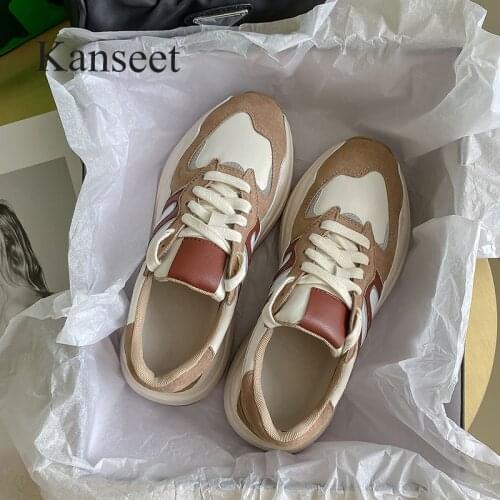 Kanseet Round Toed Flats Women Sports Shoes 2021 Autumn New Mixed Colors Cross-Tied Handmade Big Size 40 Casual Female Sneakers