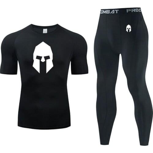 Summer Training Set Male Short Top Sports Leggings Quick Dry Sweat Sportswear Tracksuit Jogging Suits 2pc Set 2021 High Quality