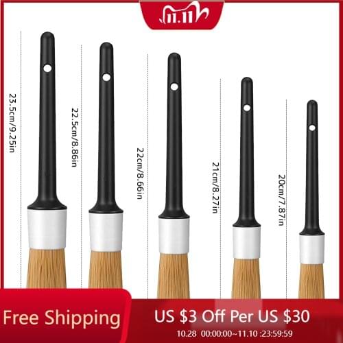 Lucullan Mix Color Bristle Car Cleaning Tools Classical Solid Wood Handle Car Detailing Brush Accessries For Car