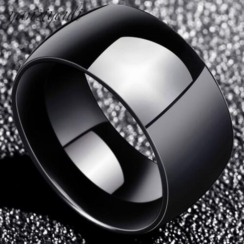 Fashion Punk Titanium Steel Ring Big Black Wide Ring Men Black Silver Color For Male Jewelry Vintage Wedding Party Gift