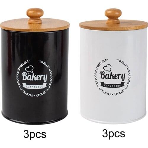 3Pcs Metal Kitchen Canister Set Coffee Tea Sugar Tins Containers Food Storage Jars Bottles