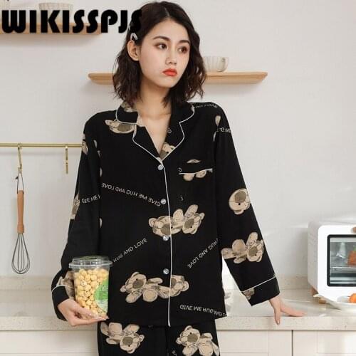 WIKISSPJS New Womens Thin Long Sleeve Trousers Pajamas In Spring and Summer Women Pajamas Bedroom Set Pajamas for Teen Girls