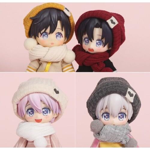 Ob11 doll hat and scarf Molly 1/12 1/8 BJD doll GSC clay head plain body doll hat doll accessories