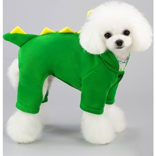 Autumn and Winter New Pet Dog Cute Transformation Dinosaur Clothes Classic Four-legged Cotton Clothes Jumpsuit for Dogs