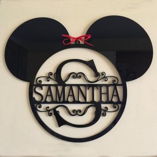 Personalized Laser Cut Acrylic Any Name Wall Decor, Monogram Sign Outdoor Hanging,Mouse photo prop wall sign,Housewarming Gift