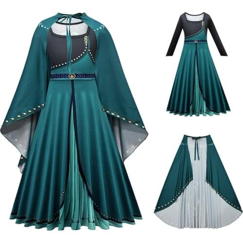 Anna Dress Kids Girl Masquerade Fantasy Costume Snow Queen Girl Princess Dress Girl Birthday Party Carnival Costume 4-10 Years