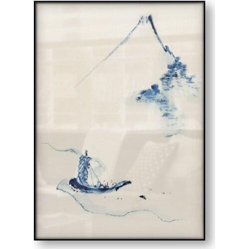 A Person in a Boat Mountain Fuji Katsushika Hokusai Japanese Art Poster Vintage Woodblock Canvas Print Ukiyoe Wall Art Decor