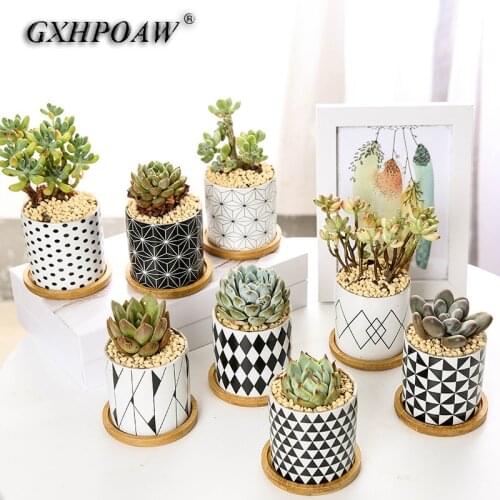 Luxury Marbling Ceramic Flower Pots Planter Fairy Garden Decoration Ornament Desktop Furnishings Succulent Flowerpots Artware
