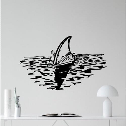 Animal Series Shark Fin Ablove The Ocean Water Sea Animals Vinyl Wall Decals Home Living Room Art Decor Removable Mural Y-948