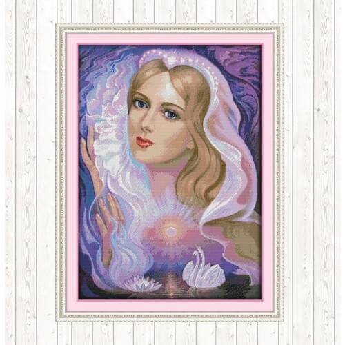 Swan Lake Fairy DIY Needlework Crafts Cross Stitch Embroidery Kit 14CT 11CT Counted and Stamped DMC Cotton Thread Printed Canvas