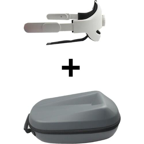 2in1 PU Storage Bag & Adjustable Replacement Comfortable Head Strap for Oculus Quest 2 VR Carrying Protective Case Accessories