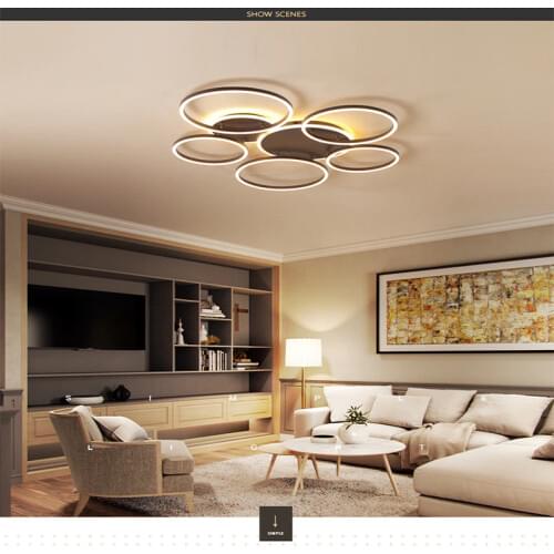 Led ceiling lamp modern bedroom living room ceiling lamps acrylic geometric ring Indoor Lighting RC Dimmable Pendant light