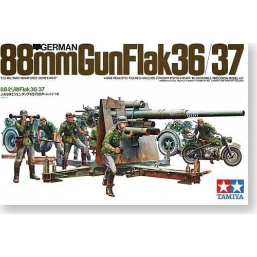 Tamiya Assembly Model 1/35 german 88mm gun flak 36/37 The Second World War Collection Plastic Building Painting Model Kits Toys