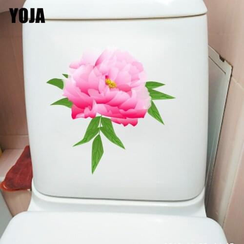 YOJA 22.8*22.8CM Pink Plant Peony Fresh Wall Decal Girl Bedroom Decor Home WC Toilet Sticker T1-1019